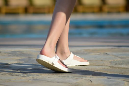 Sandals in front of a pool on the island of Crete