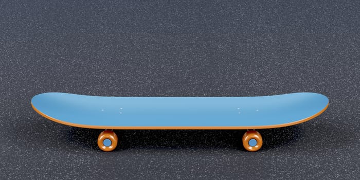 Blue skateboard on the asphalt  