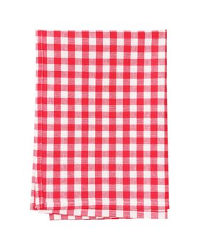 red and white checkered table linen on white background