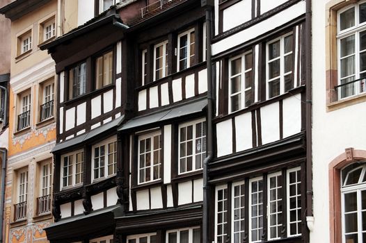 The facades of old buildings in Europe