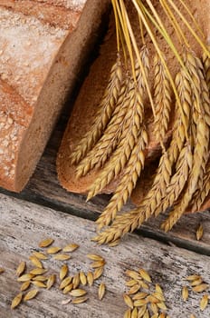 The fresh bread with ears a rye