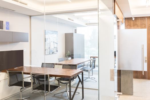 Archtectural interior of modern corporate business office.