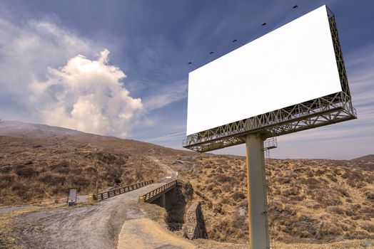 billboard blank on countryside road for advertising background.