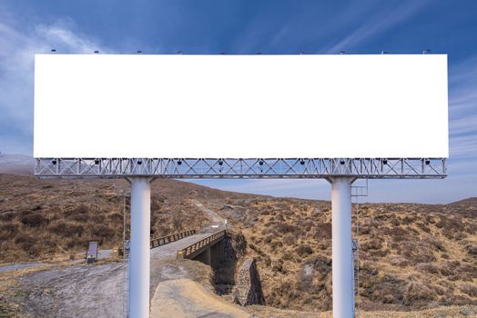 billboard blank on countryside road for advertising background.