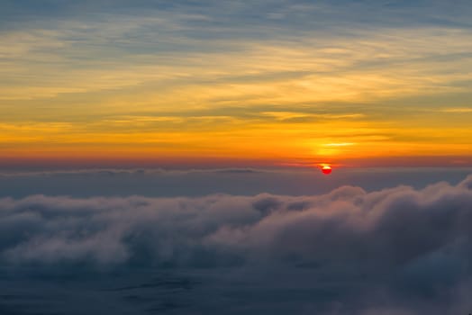 Landscape of sunset on Mountain valley at Doi Luang Chiang Dao, ChiangMai Thailand.
