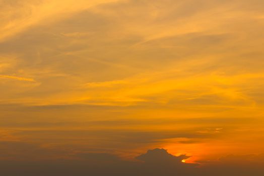 golden sky at the sunrise for background.