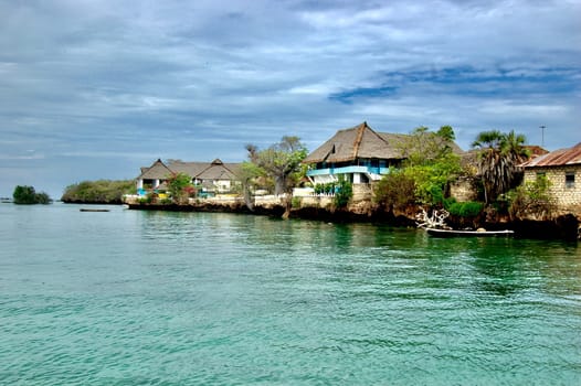 Landscape view on wild island Wasini in Kenya, Africa.