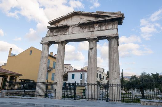 entrance of roman agora, athens, greece