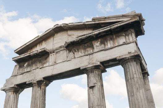 entrance of roman agora, athens, greece