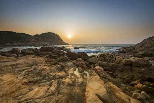 Sunrise over Shek O beach, Hong Kong