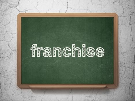 Business concept: text Franchise on Green chalkboard on grunge wall background, 3D rendering