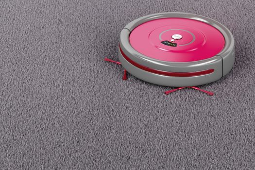 Cleaning the carpet with robotic vacuum cleaner 