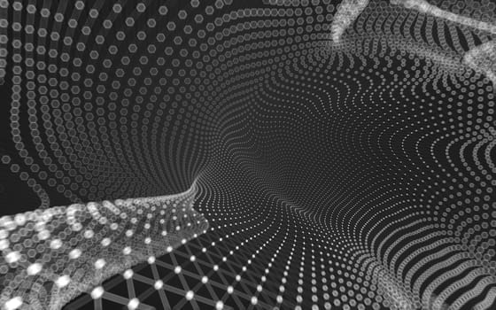 Abstract polygonal space low poly dark background with connecting dots and lines. Connection structure. 3d rendering