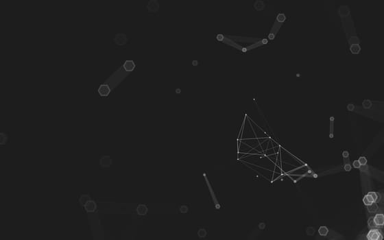 Abstract polygonal space low poly dark background with connecting dots and lines. Connection structure. 3d rendering