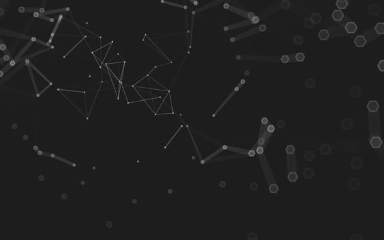 Abstract polygonal space low poly dark background with connecting dots and lines. Connection structure. 3d rendering