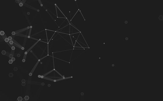 Abstract polygonal space low poly dark background with connecting dots and lines. Connection structure. 3d rendering