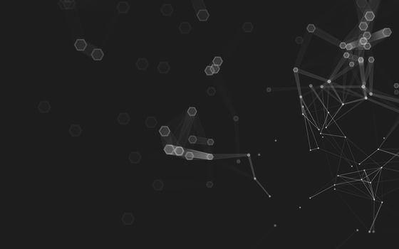 Abstract polygonal space low poly dark background with connecting dots and lines. Connection structure. 3d rendering