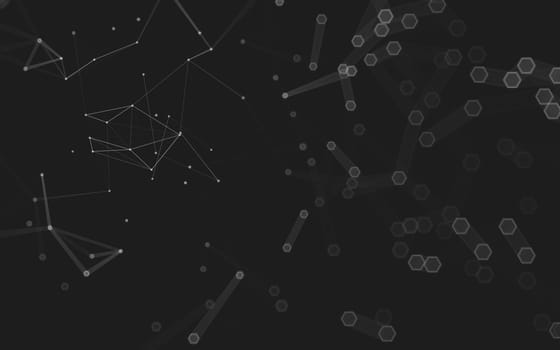 Abstract polygonal space low poly dark background with connecting dots and lines. Connection structure. 3d rendering