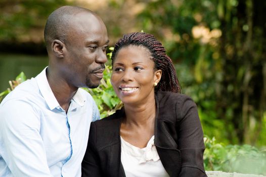 These joyful lovers taking the air in the park