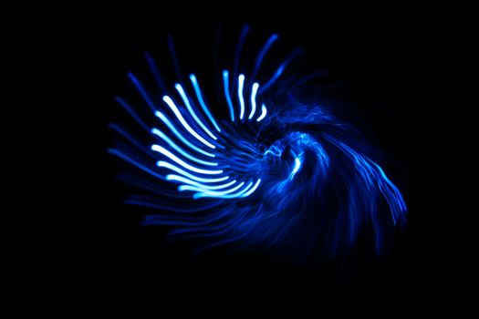 Sound waves in the visible blue color in the dark