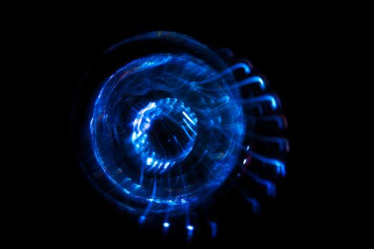 Sound waves in the visible blue color in the dark