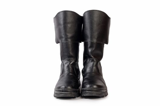 Mens black boots isolated on white background