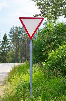 Road sign on the edge of slopes