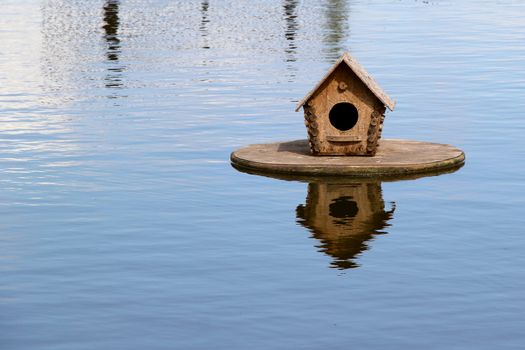 wood Duck house on the lake. photo