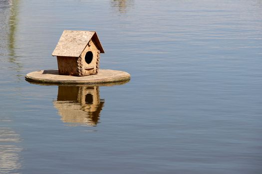 wood Duck house on the lake. photo