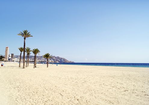 Poniente beach in Benidorm, Spain 