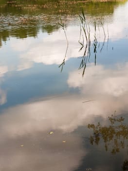 clouds in the water blue and white
