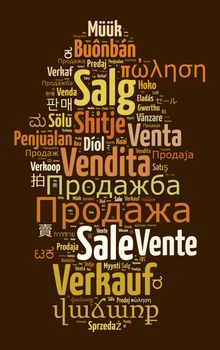 Word Sale in different languages word cloud concept