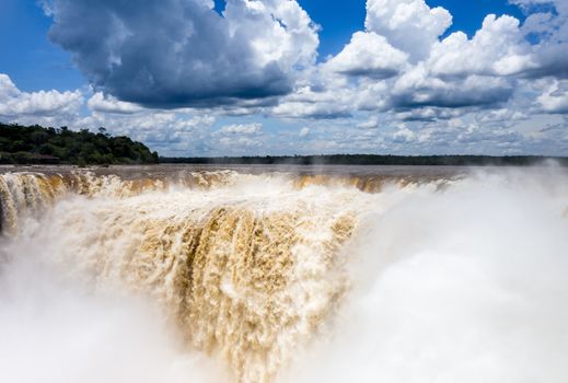 iguazu falls national park. tropical waterfalls and rainforest landscape