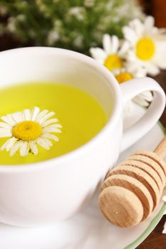 A lovely fresh cup of Chamomile tea with a touch of honey.