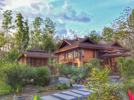 New wooden house in Thailand