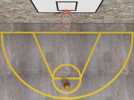 top view of basketball, Urban basketball court