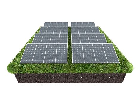Solar panels farm, 3d rendering