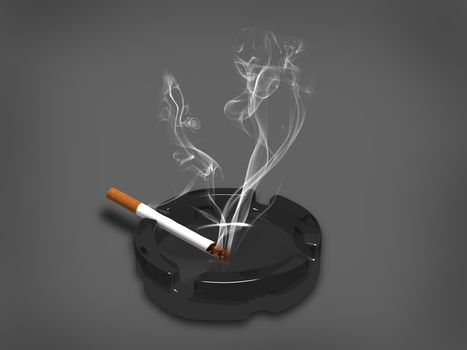 cigarette with smoke on black background,3d rendering