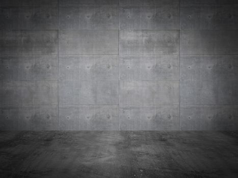 concrete wall with concrete floor,3d