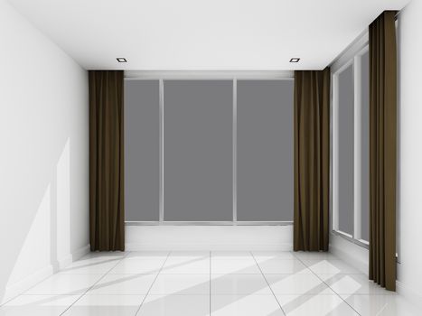 Empty white room ,3d