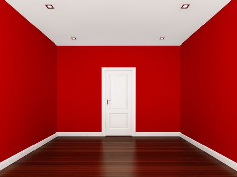 red wall in a empty room