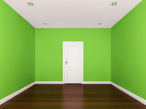 green wall,empty room,3d  interior