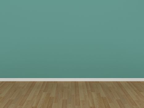 green wall and wood floor,3d