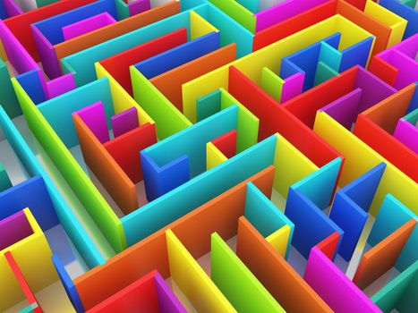 colorful endless maze 3d illustration