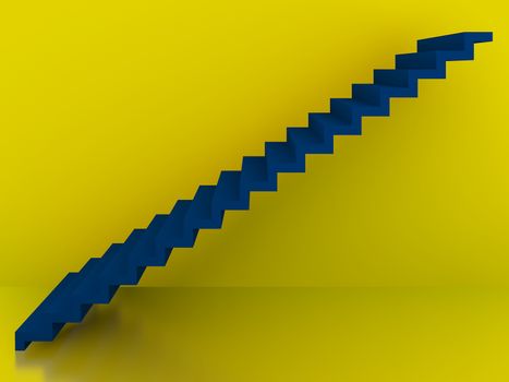 blue stairs in yellow background interior,3d