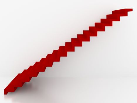 red stairs in white background interior,3d