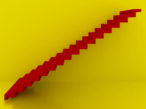 red stairs in yellow background interior,3d