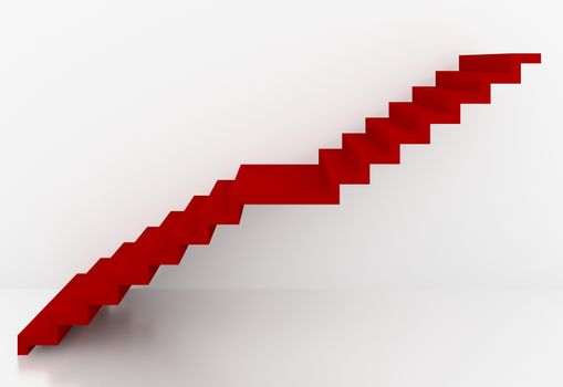 red stairs in white background interior,3d