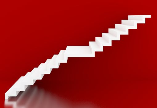 white stairs in red background interior,3d