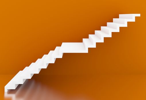 white stairs in orange background interior,3d